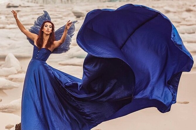Luxury Dress Photo Experience - The flying dress rental: sizes, colors, and extra outfit costs