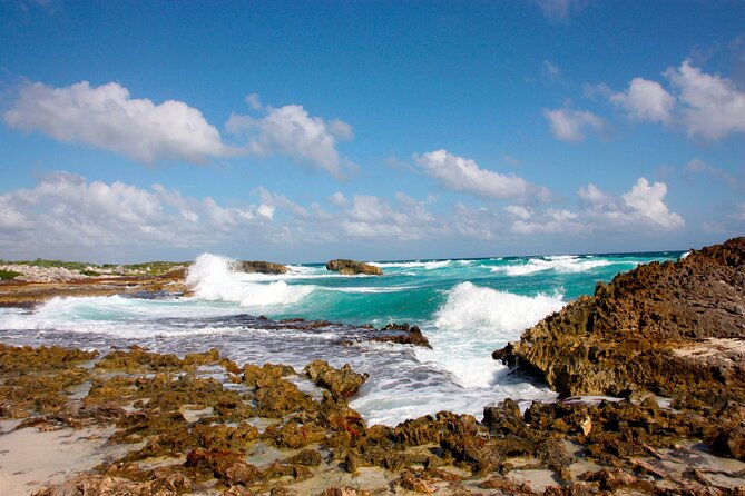 Private Cozumel Jeep and Jade Cavern Cenote Tour - El Mirador rock formations: photo time with a long coastline view